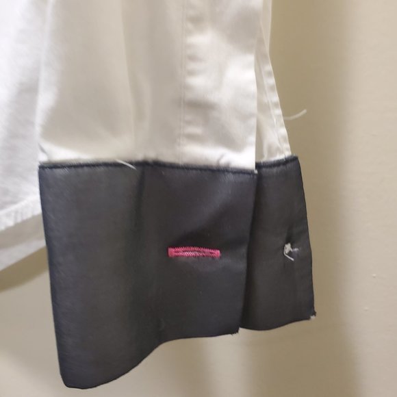 Pink Tartan High Contrast White With Grey Accents Blouse - Picture 3 of 5